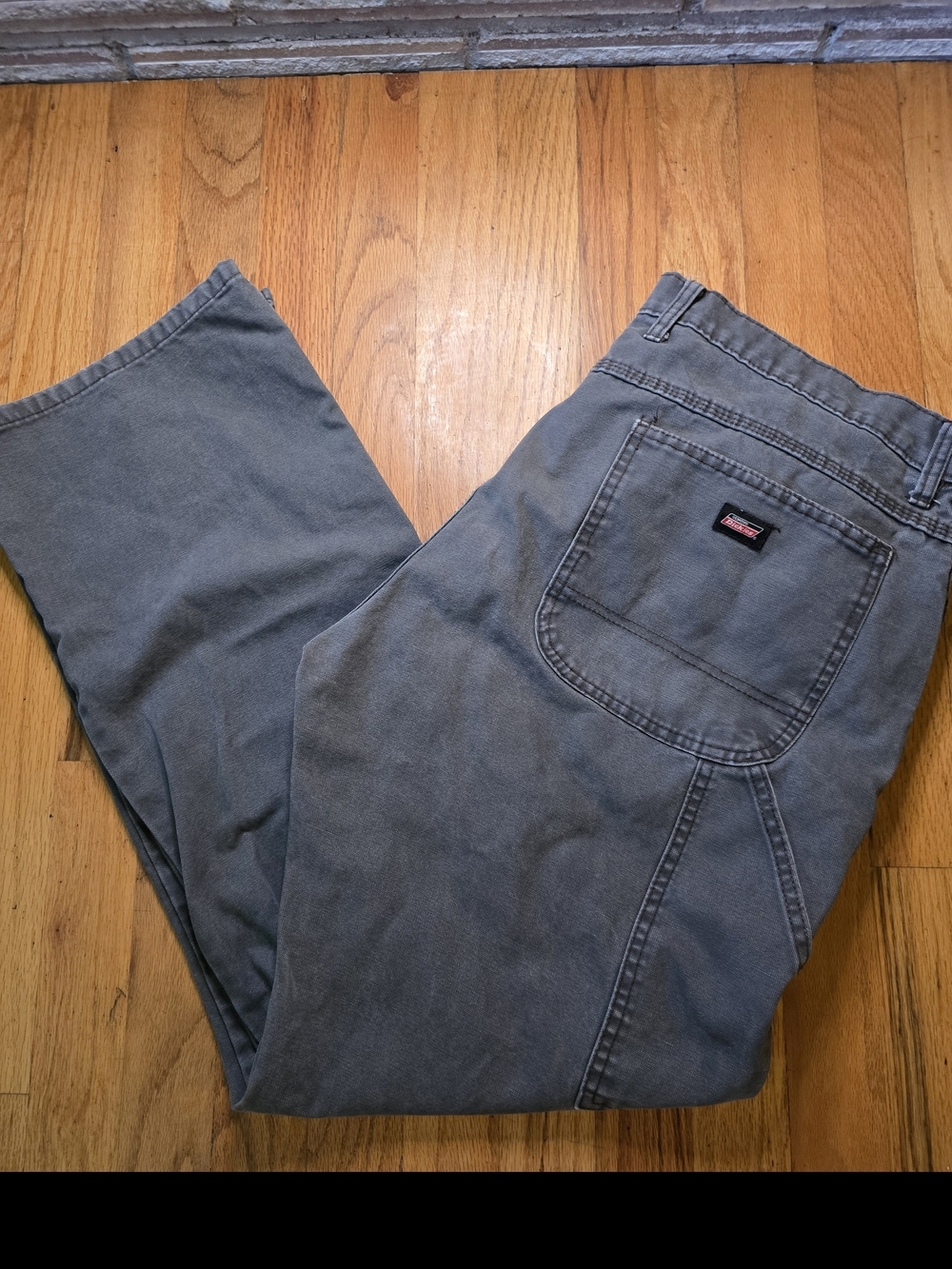 Dickies Men's Gray Carpenter Work Pants 38x32 Relaxed Fit Utility Canvas Jeans